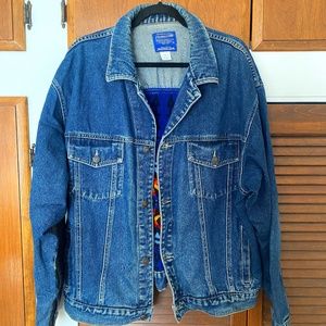 VTG Pendleton Mens L High Grade Western Wear Aztec Wool & Denim Jean Jacket